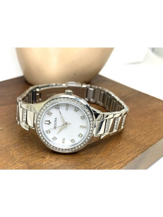 Bulova Women\'s Watch 96L320 Quartz White Mother of Pearl Dial Crystal Accent main image 5
